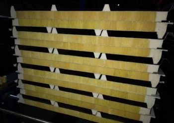 Rock wool/PU/glass wool sandwich board